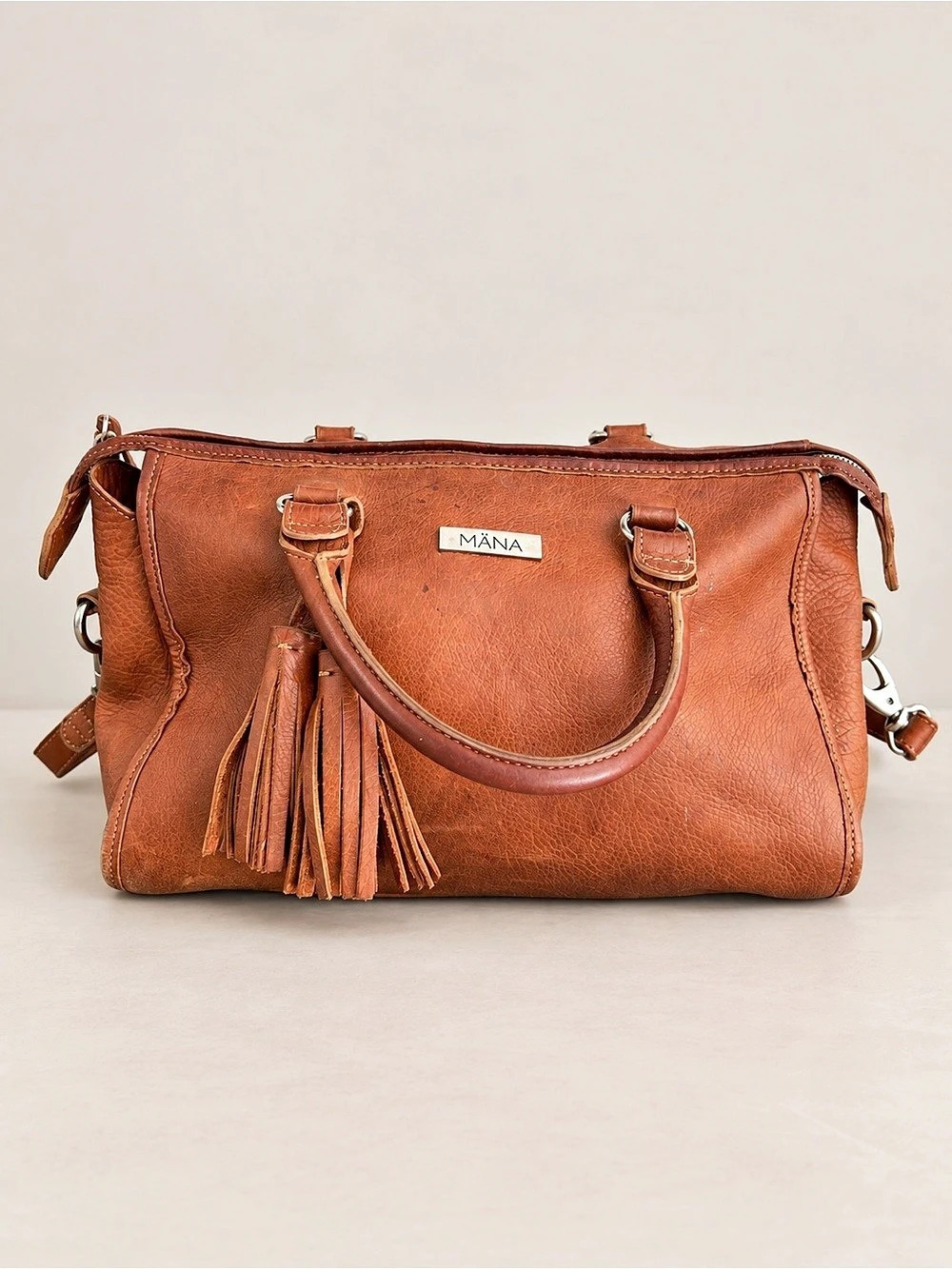 MANA Brown Satchel 100% leather stunning soft purse bag gorgeous